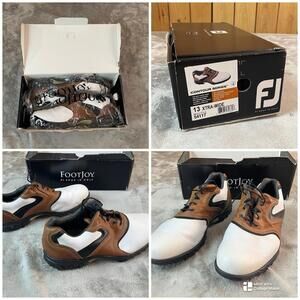 Footjoy Contour Men s Golf Shoes (White/Brown/Tan, 54117) Size 13XW
